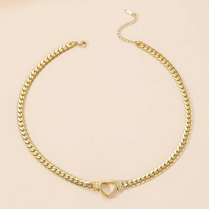 Wholesale Heart Shaped Titanium Steel Necklace Snake Bone Chain Clavicle Chain